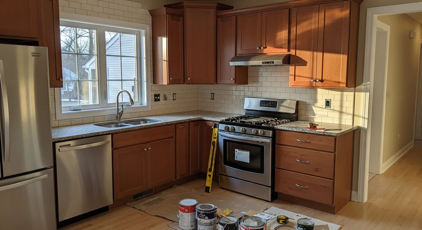 Modern kitchen with custom cabinets and granite countertops