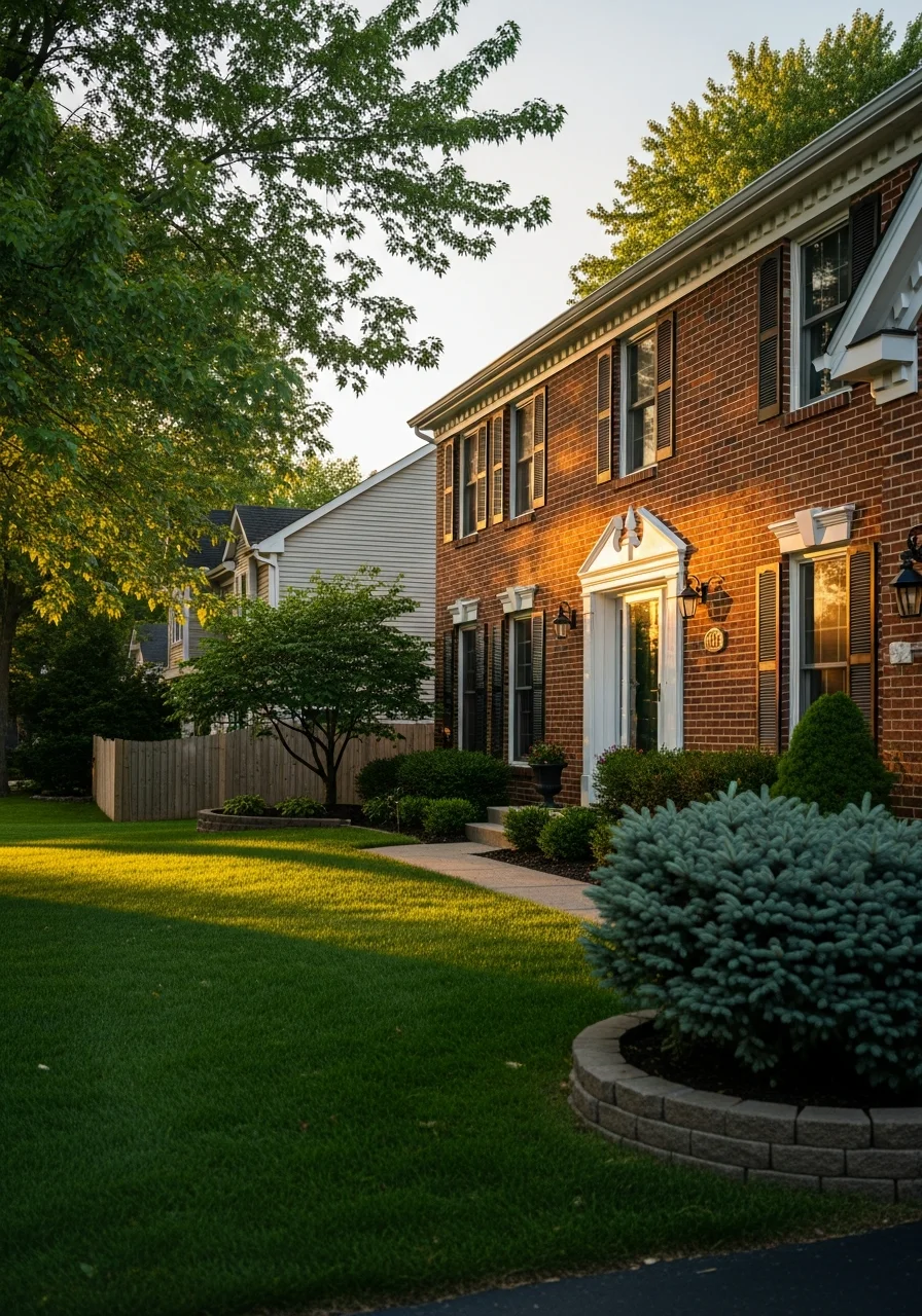 Service technician standing in front of a Canton township residential property.